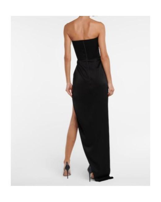 Alex Perry Black Ledger Strapless Satin Gown