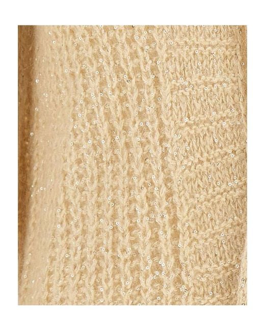 Kaos Natural Open-Knit Sequined Cardigan