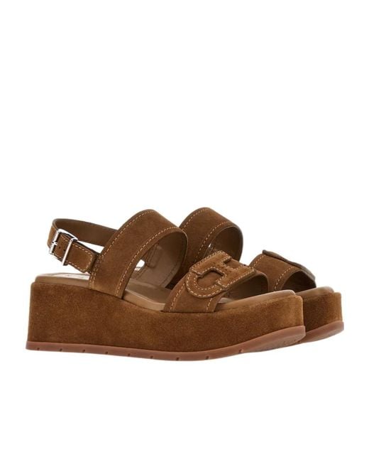 Hogan Brown H703 Platform Sandals