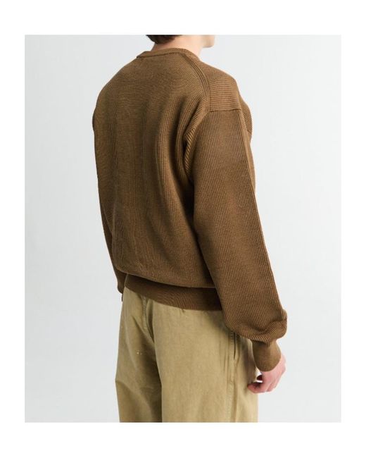 Auralee Brown Long-Sleeve Knit Top for men