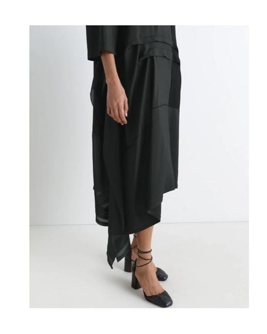 Lemaire Black Asymmetrical Pleated Blouse Dress