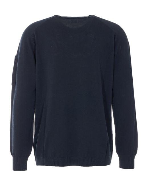 C P Company Blue Crewneck Lens Jumper for men