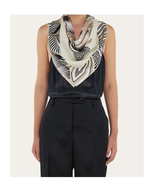 Ferragamo White Ferragamo Eyewear Graphic Floral Scarf