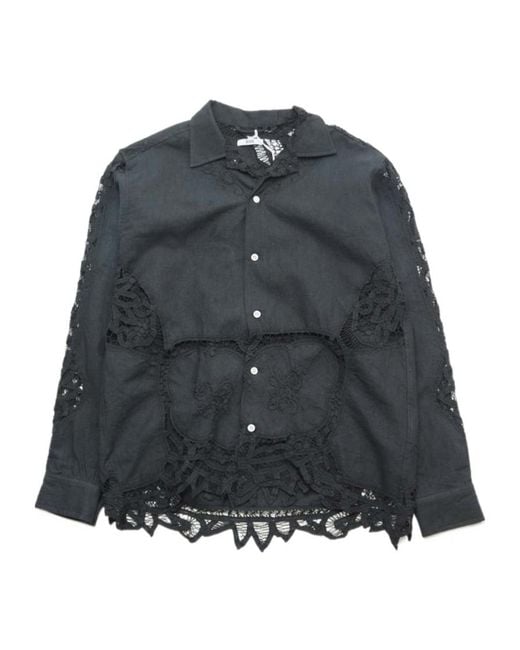 Bode Gray Lace Shirt for men