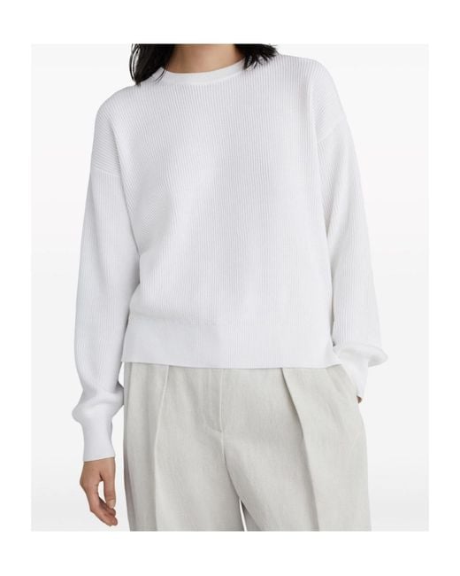 Brunello Cucinelli White Crewneck Knitted Jumper