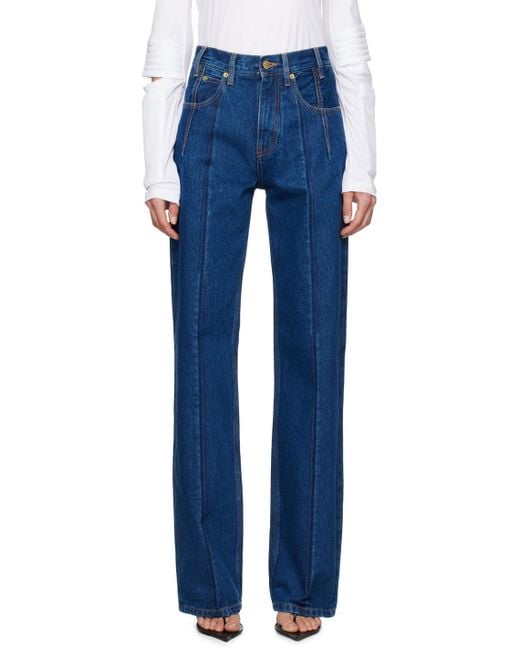 DARKPARK Blue Lu Pleated Straight-Leg Jeans