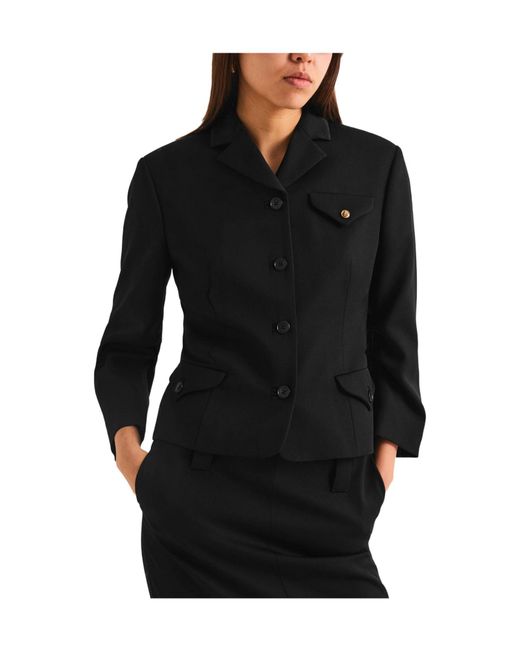 Versace Black Waist-Hugging Single- Suit Jacket