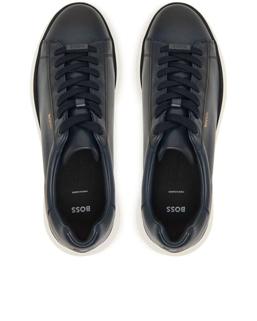 Boss Blue Lace-Up Low-Top Sneakers for men