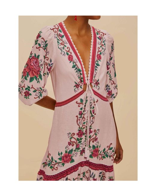 Farm Rio Red Floral-Jacquard Maxi Dress