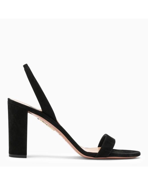 Aquazzura Black So Nude Block Sandals
