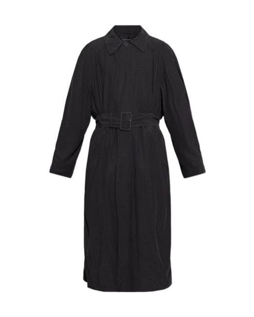 Balenciaga Black Checkered Belted Coat for men