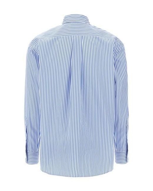 Polo Ralph Lauren Blue Relaxed Fit Pinstriped Shirt