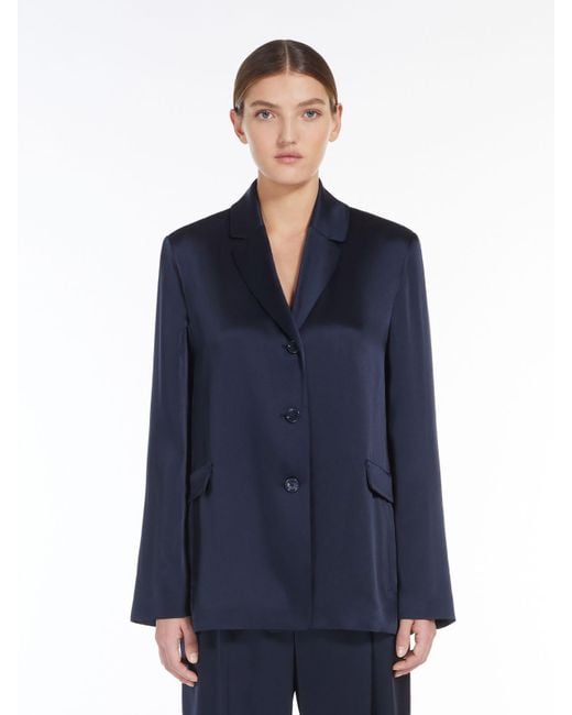 Max Mara Blue 'S Guido Single-Breasted Long-Sleeved Jacket