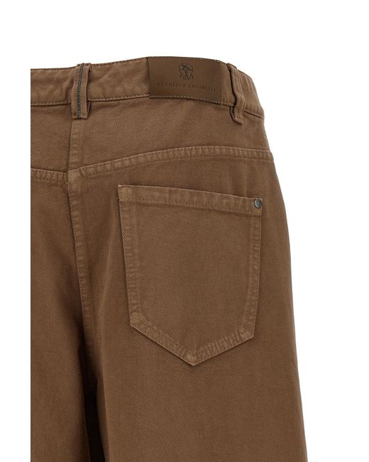 Brunello Cucinelli Brown Casual Trousers With Belt Loops