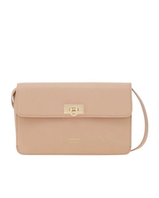 Ferragamo Natural Flat Gancini Mini Bag