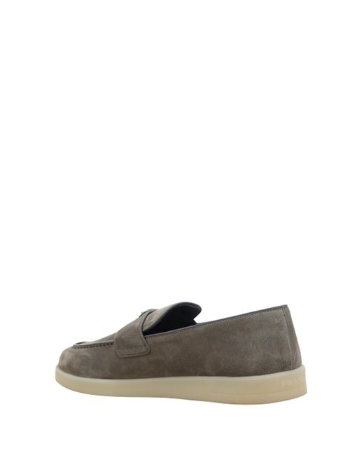 Prada Gray Suede Loafers for men