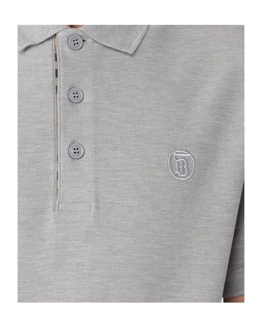 Burberry Gray Logo Embroidered Short-Sleeved Polo Shirt for men