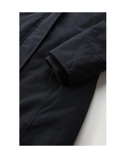 Woolrich Blue Logo-Patch Zip-Up Padded Coat