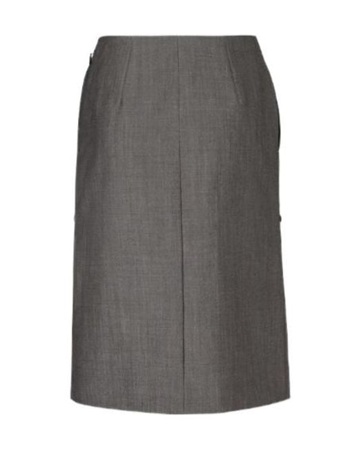 Fendi Gray Straight-Cut Midi Skirt