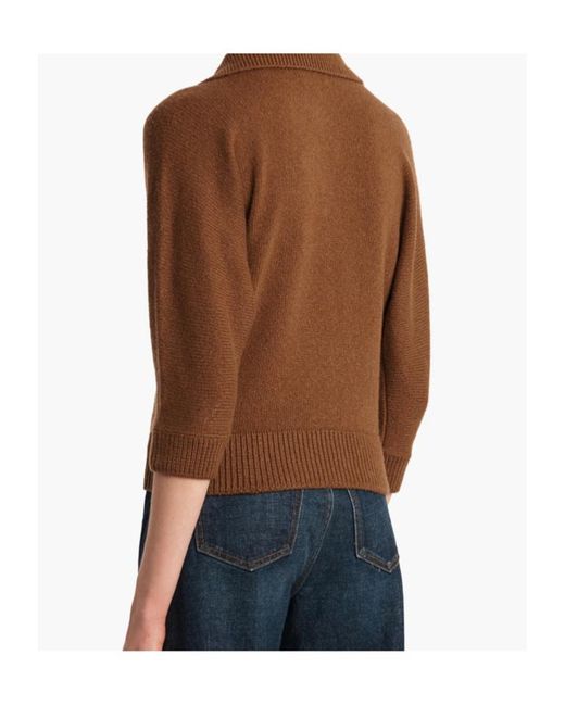 Khaite Brown Herve V-Neck Polo Jumper