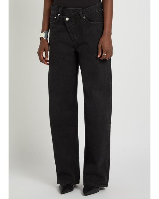 Agolde Black Arc Criss Cross Asymmetric Straight-Leg Jeans