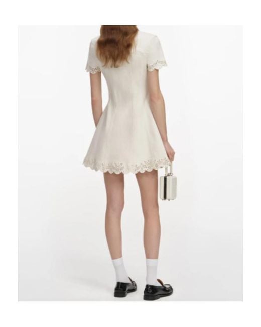 Self-Portrait White Broderie Mini Shirt Dress