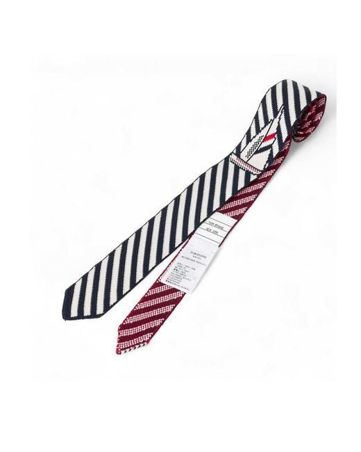 Thom Browne White Sailboat-Jacquard Pinstripe Tie for men