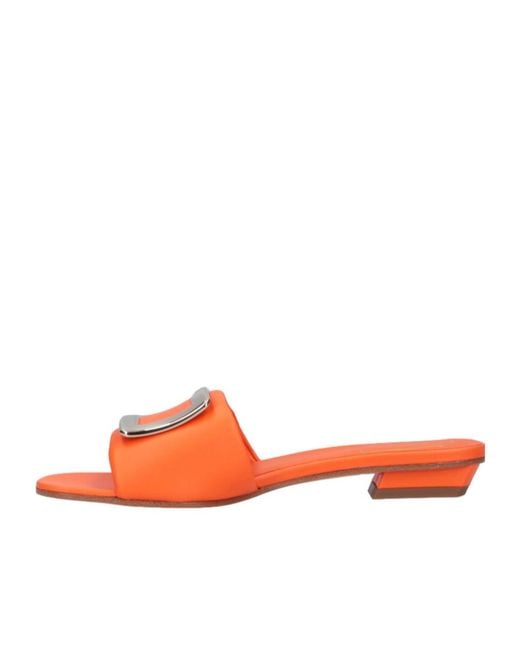 Roger Vivier Orange Logo-Engraved Open-Toe Mules