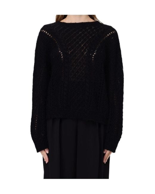 Twinset Blue Open Work Crewneck Jumper