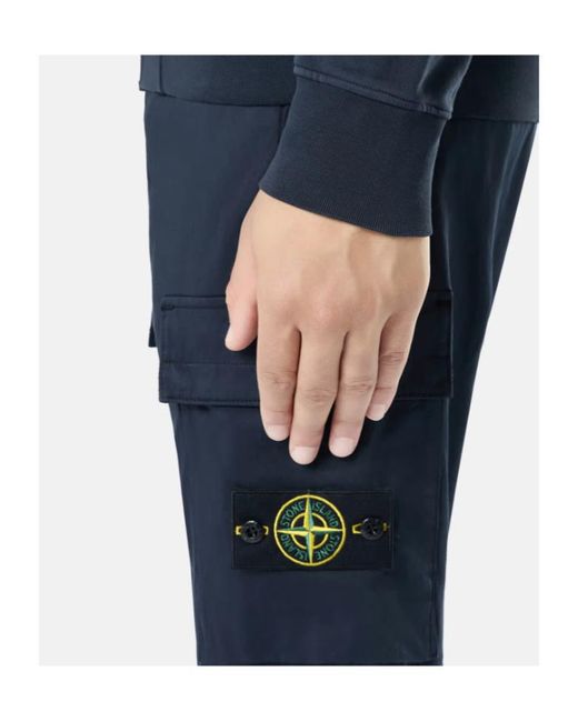 Stone Island Blue Regular Tapered Fit Cargo Pants for men