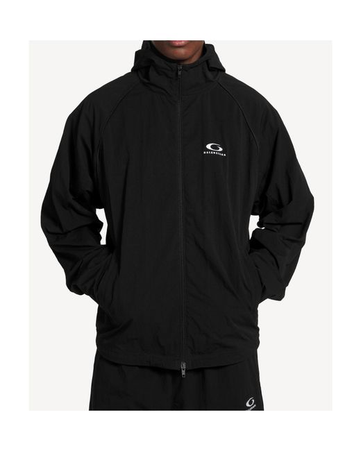 Balenciaga Black Logo Hooded Jacket for men