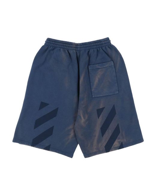 Off-White c/o Virgil Abloh Blue Diag-Stripe Cotton Shorts for men