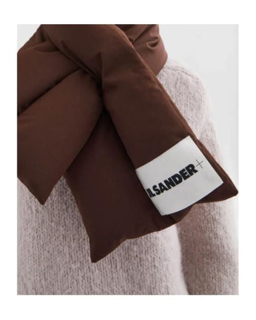 Jil Sander Brown Logo-Patch Padded Scarf