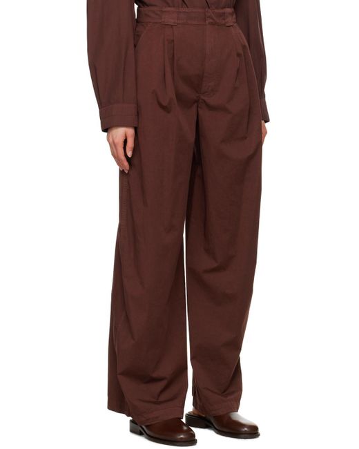 Lemaire Red Mid-Rise Pleated Wide Leg Pants