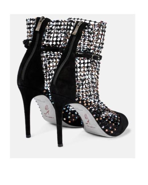 Rene Caovilla Black Galaxia Embellished Suede Sandals
