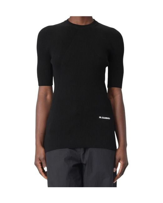 Jil Sander Black Ribbed Short-Sleeve T-Shirt