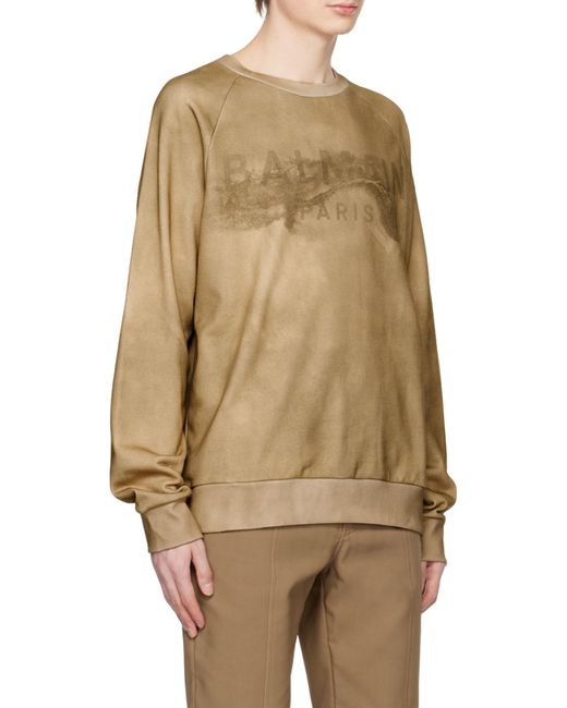 Balmain Natural Logo-Print Long-Sleeve Sweatshirt for men