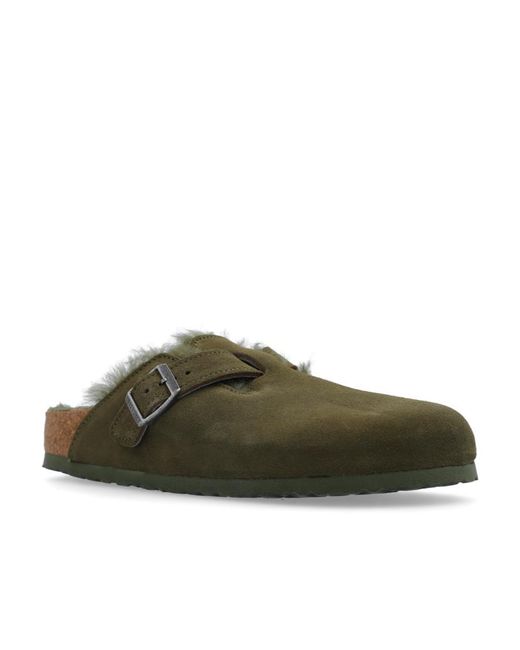 Birkenstock Green Boston Shearling Sandals