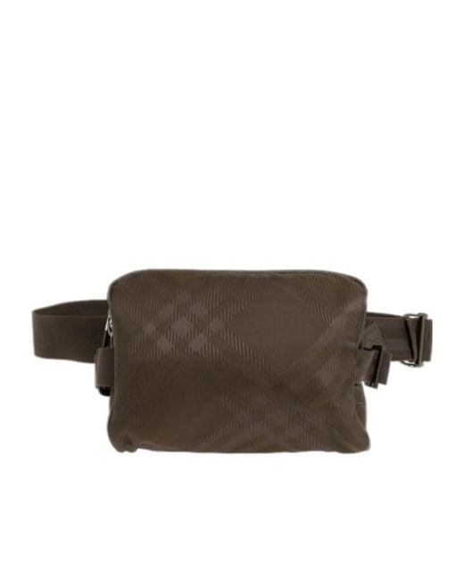 Burberry Brown Checkered Zipped Belt Bag for men