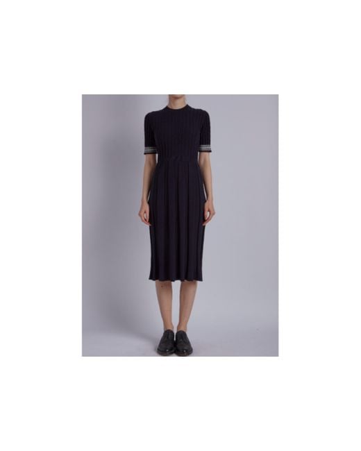 Thom Browne Black Cable-Knit Cotton Midi Dress