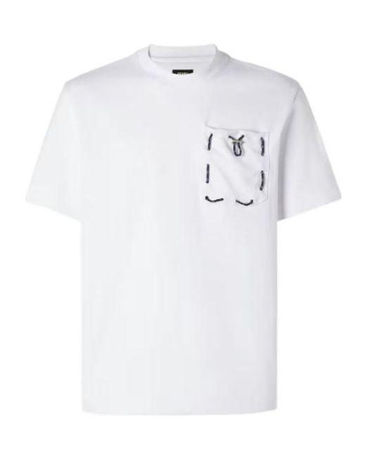 Fendi White Pocket Detailed Crewneck T-Shirt for men
