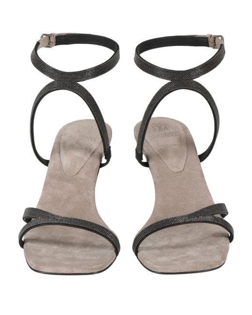 Brunello Cucinelli Metallic Simple Leather High Heel Sandals
