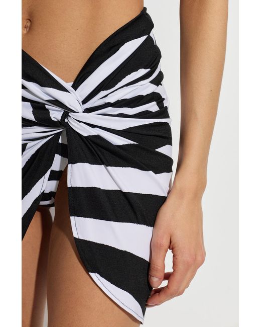 Balmain Black Zebra-Print Twisted-Detail Mini Skirt