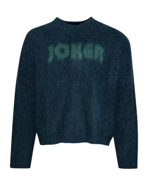 Martine Rose Blue V-Neck Knitted Jumper for men