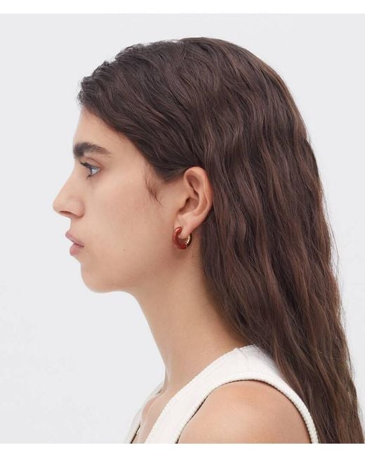 Bottega Veneta Red Logo Earrings