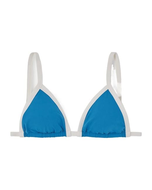 Marysia Swim Blue Porto Two-Tone Triangle Bikini Top