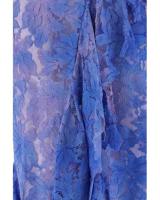 The Attico Blue The Lace Detailed Asymmetric Midi Dress