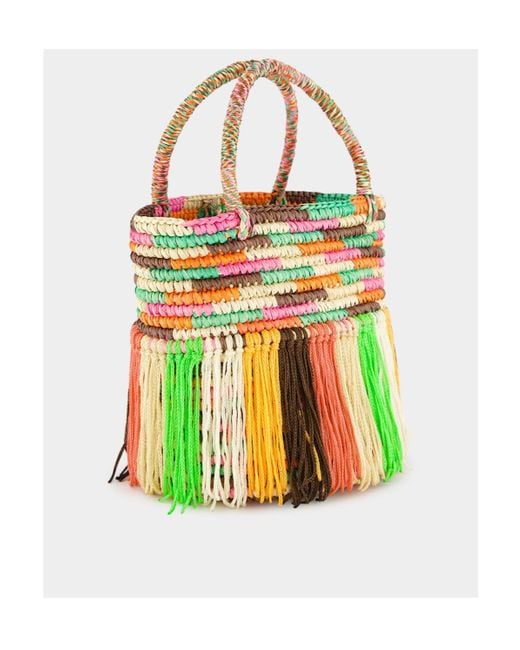 Sensi Studio Multicolor Baby Fringed Woven Tote Bag