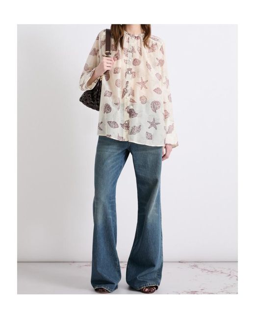 Marella Natural Printed Voile Top