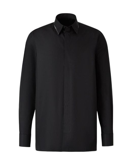 Givenchy Black Logo Detailed Collared Shirt for men